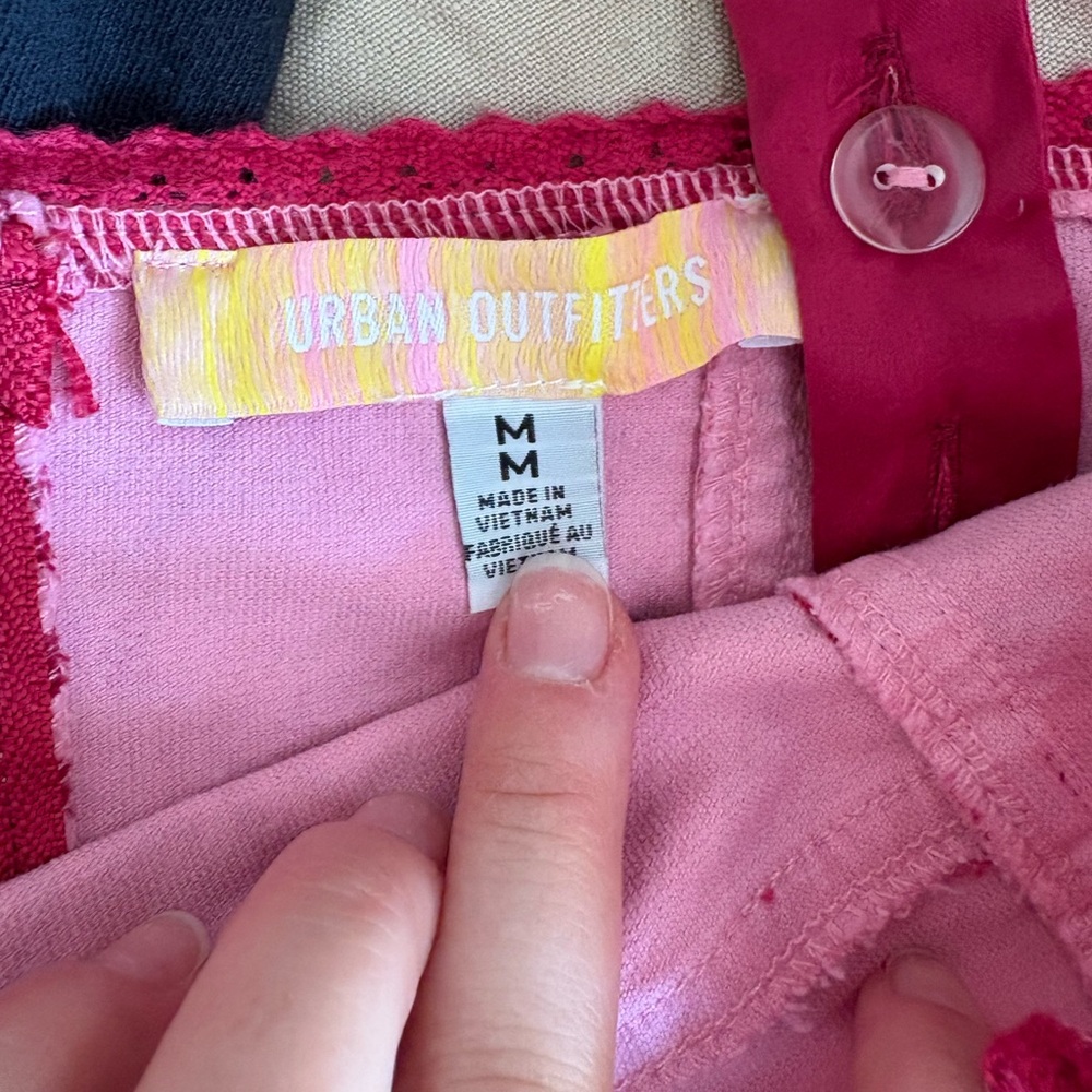 Urban Outfitters Pink Magenta Velvet Trixie Corset Top Ribbon Straps Size Medium - Picture 8 of 8